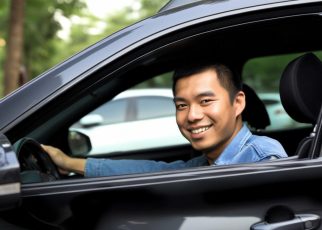 jeune conducteur dans une voiture