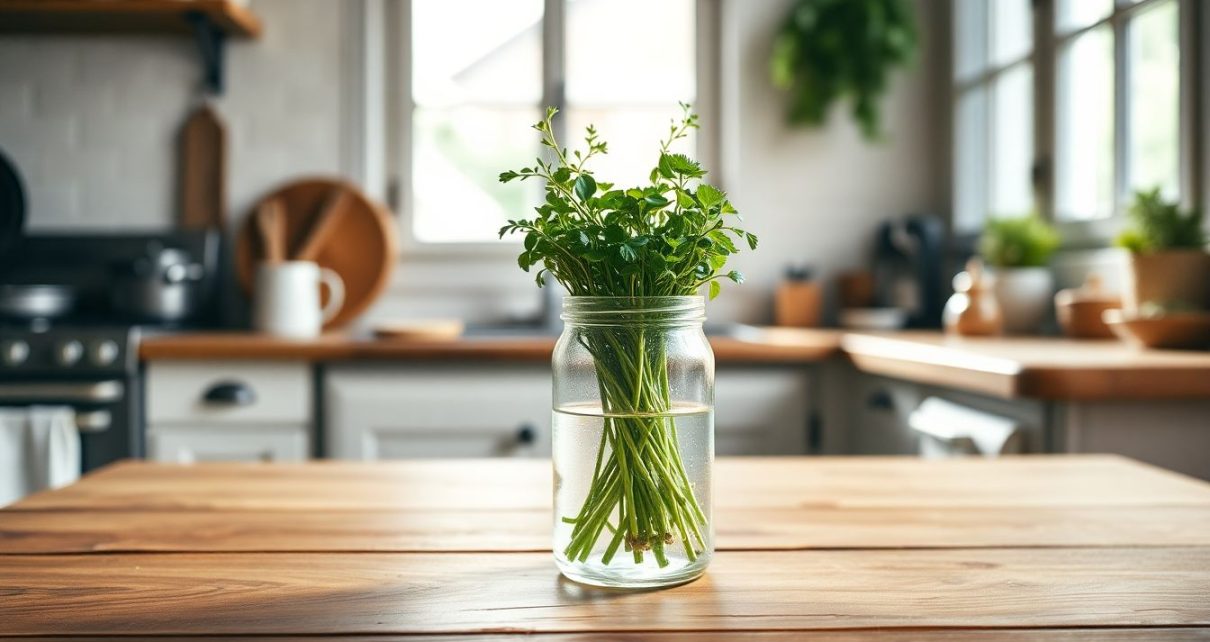 Cette astuce de grand-mère révolutionnaire conserve vos herbes fraîches 10 jours de plus avec un bocal et de l'eau