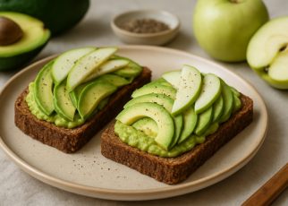 Tartines avocat-pomme verte sur pain de seigle